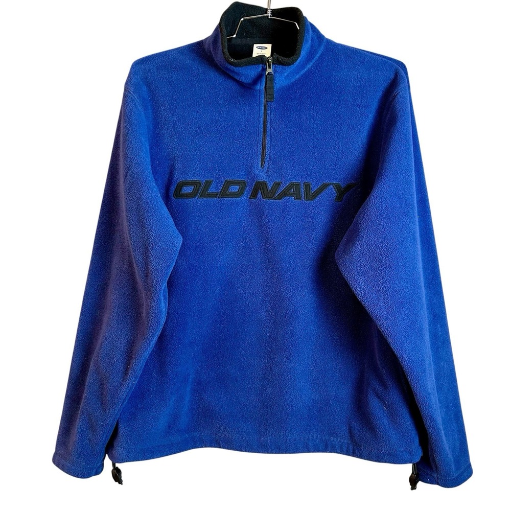 Old Navy Vintage Y2K Quarter Zip Pullover Fleece Mens Size Blue Comfy Fit